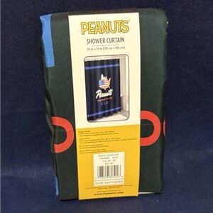 Peanuts Colorful Shower Curtain with Blue and Red Accents